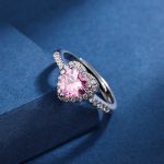 Pink Stone Heart Shape Lovely Zircon Pandora Adjustable Finger Ring for Women - Image 3