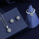 Three-piece jewelry suit Moissanite classic Six-claw Earring, Necklace, Ring - Image 4