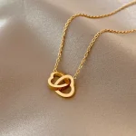 Korean Minimalist Love Double Button Necklace For Women's