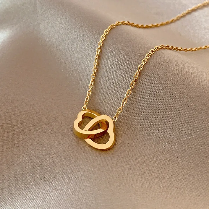 438993d765447651a01926d0bdb693a0.jpg_720x720q80.jpg_ Korean Minimalist Love Double Button Necklace For Women's - Image 1