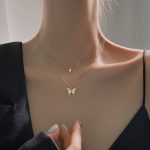 Cold Style Butterfly Double Layer Golden Necklace - Image 2