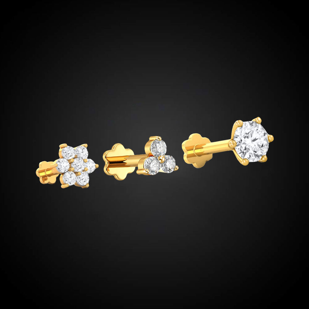 5 Italian Diamond One , Three & Seven Stone Nose Pin - Image 1