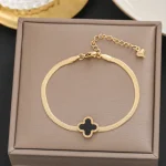 Elegant Black Clover Charm Anklet - Image 3