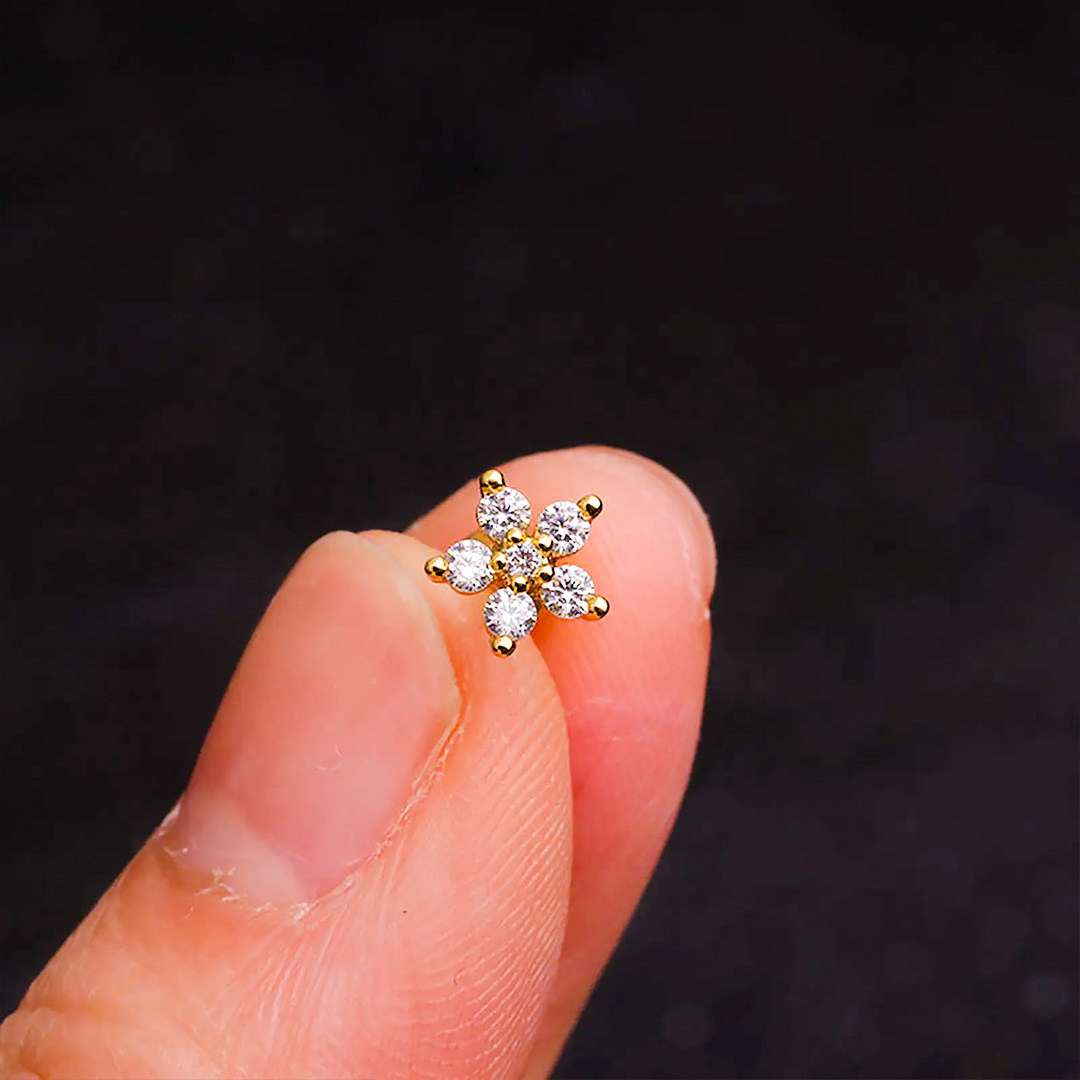 6 stone 6 Italian Diamond Stylist Six Stone Nose Pin -6CN - Image 1