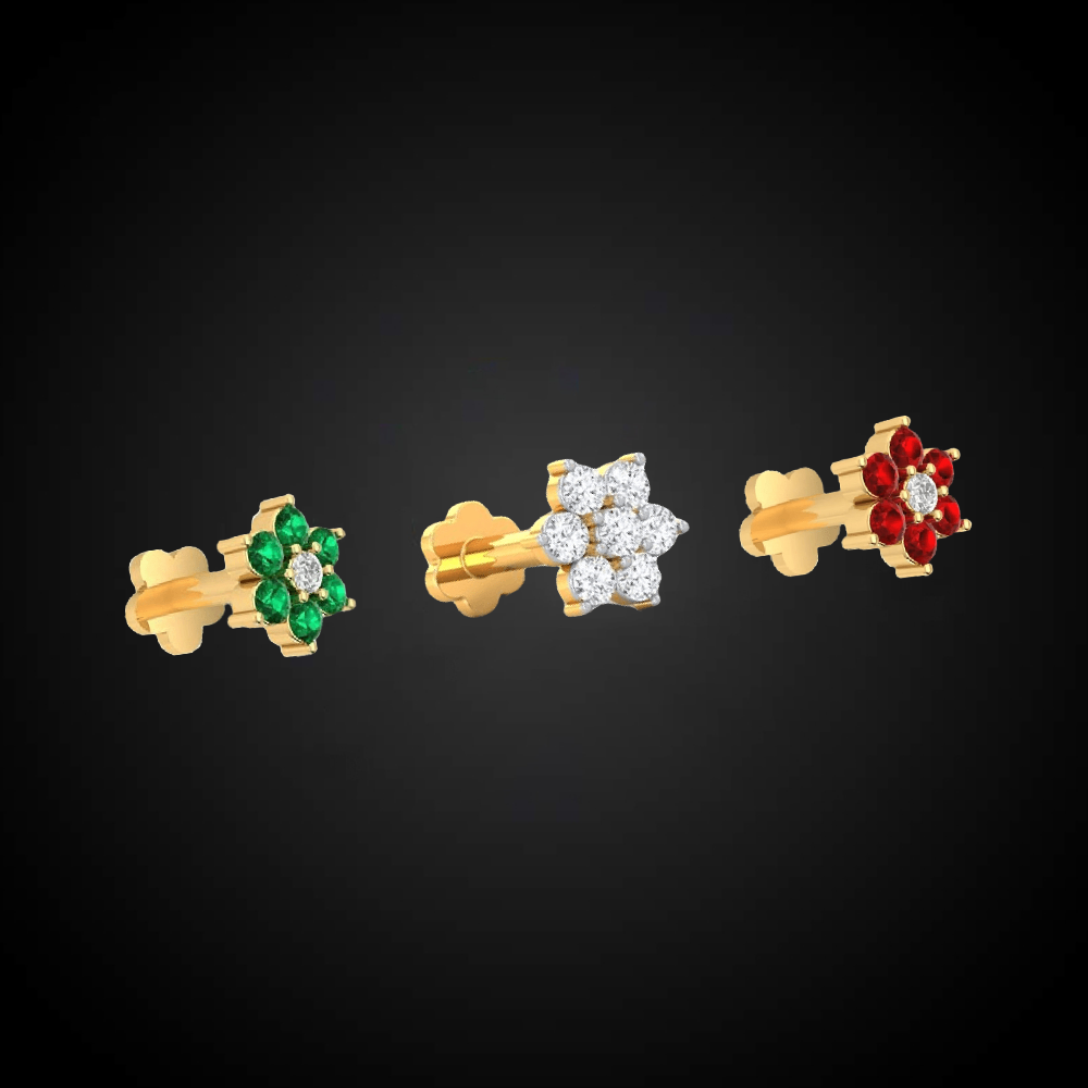 6 Italian Diamond Seven Stone Combo Nose Pin - Image 1
