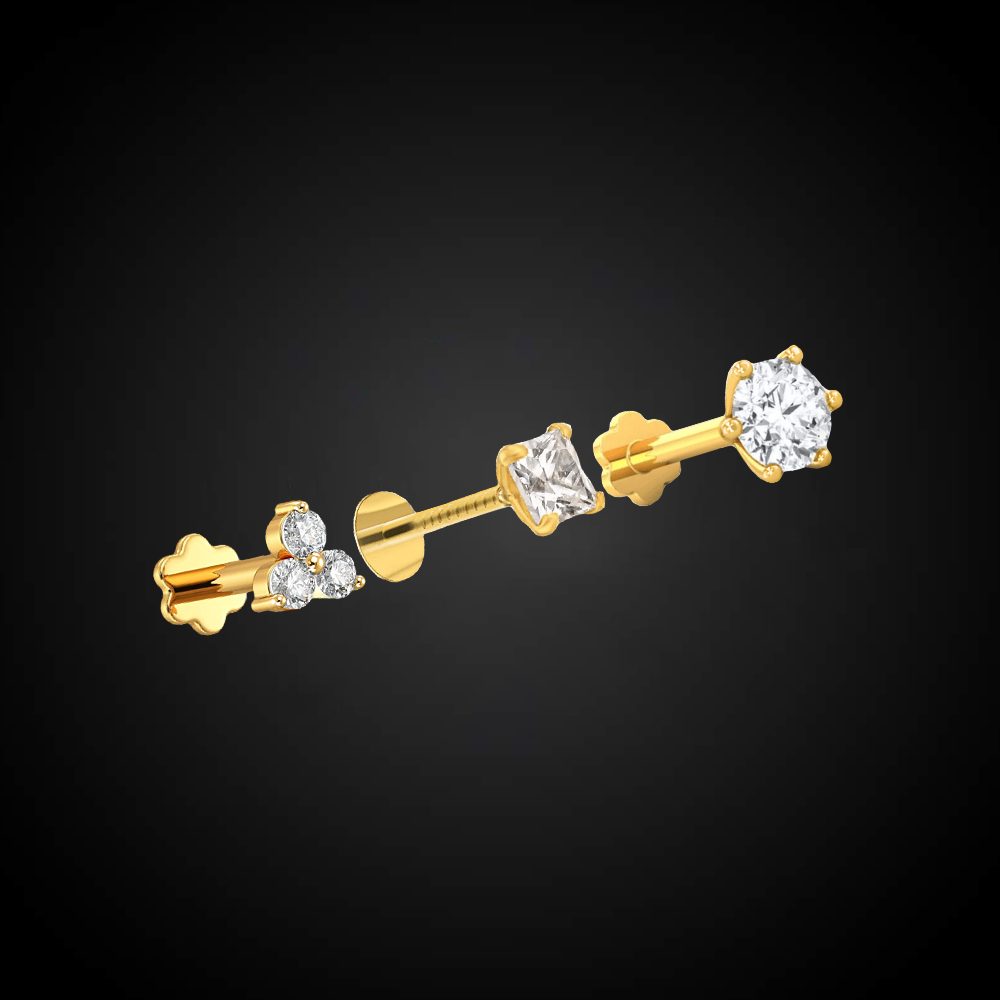 7 Italian Diamond One ,Three & Square Shape Stone Nose Pin - Image 1