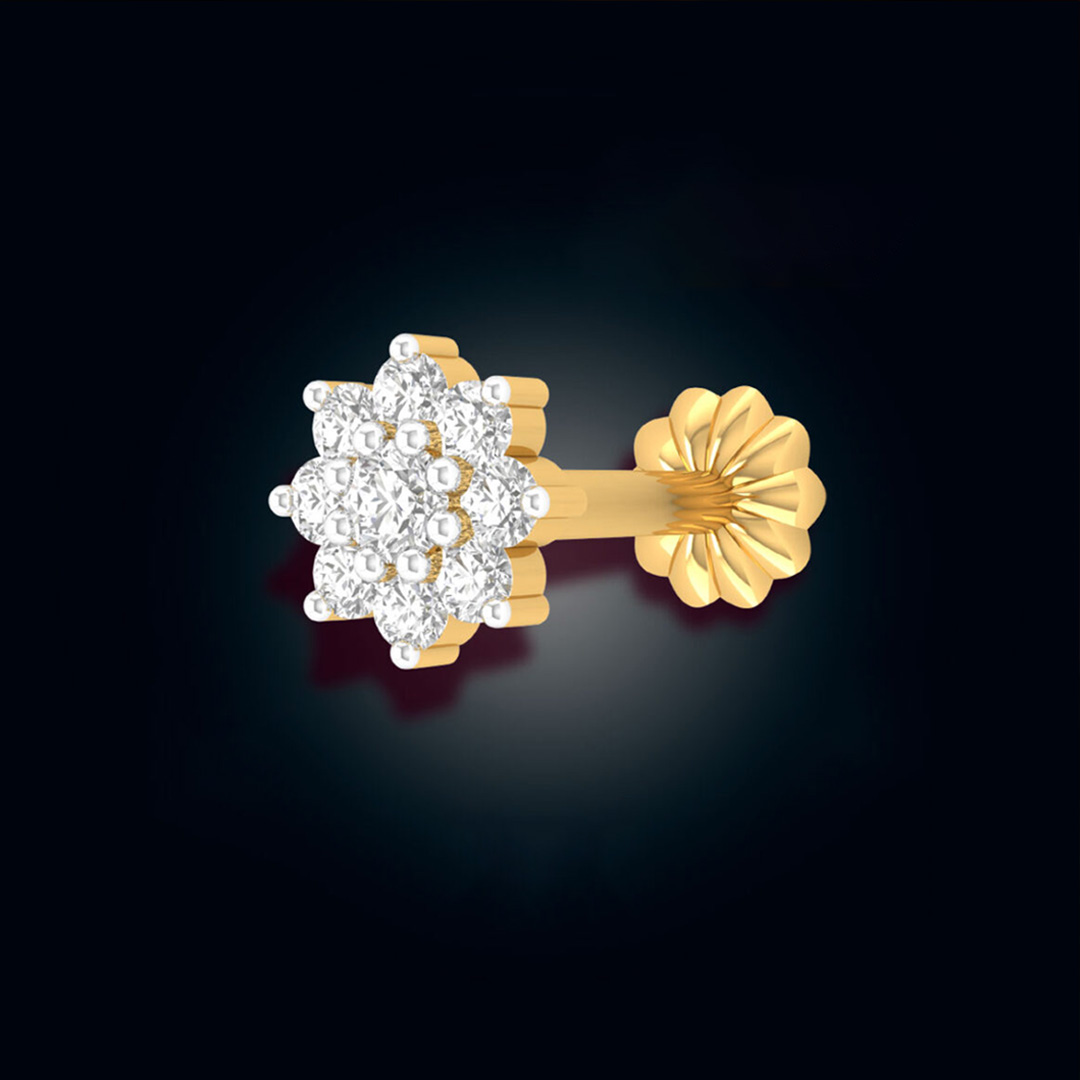 9 Stone np Italian Diamond 9 Stone Nose Pin - Image 1