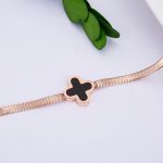 Elegant Black Clover Charm Anklet - Image 2