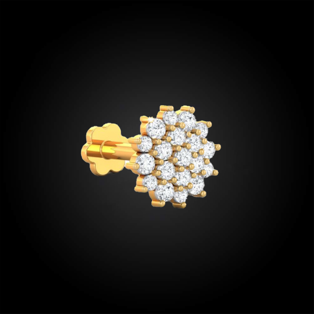AD-1025 Italian Diamond Multi Stone Nose Pin -10 CN - Image 1