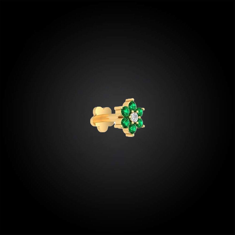 Jewelary Bagkground Italian Diamond Green Seven Stone Nose Pin - Image 1