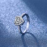Fashion Heart Pendant Necklace Set with Earrings and Adjustable Ring, Synthetic Zirconia - Image 4