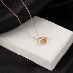 Korean Minimalist Love Double Button Necklace For Women's - Image 3