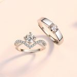 Crown Royal Couple Rings, Four-claw Simulation Zircon Diamond Ring - Image 5