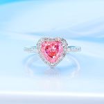 Pink Stone Heart Shape Lovely Zircon Pandora Adjustable Finger Ring for Women - Image 5