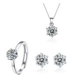 Three-piece jewelry suit Moissanite classic Six-claw Earring, Necklace, Ring - Image 5