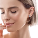 Italian Diamond One Stone Golden Earring - Image 2