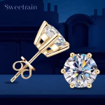 Italian Diamond One Stone Golden Earring - Image 3
