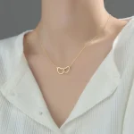 Korean Minimalist Love Double Button Necklace For Women's - Image 5