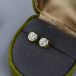 Stylish One Stone Golden Earring - Image 6