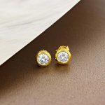 Stylish One Stone Golden Earring - Image 5