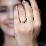 Italian Diamond Golden Solitaire Ring with Side Stones - Image 2