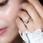 Italian Diamond Golden Solitaire Ring with Side Stones