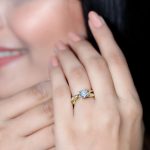 Italian Diamond Golden Solitaire Ring with Side Stones - Image 4