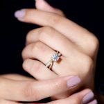 Italian Diamond Golden Solitaire Ring with Side Stones - Image 3