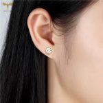 Stylish One Stone Golden Earring - Image 2