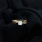 Italian Diamond Golden Solitaire Ring with Side Stones - Image 5