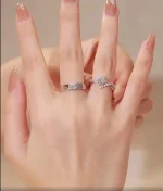 Crown Royal Couple Rings, Four-claw Simulation Zircon Diamond Ring - Image 2