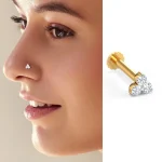 Italian Diamond One ,Three & Square Shape Stone Nose Pin - Image 3