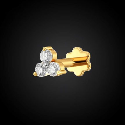 Italian Diamond Three Stone Nose Pin-5CN