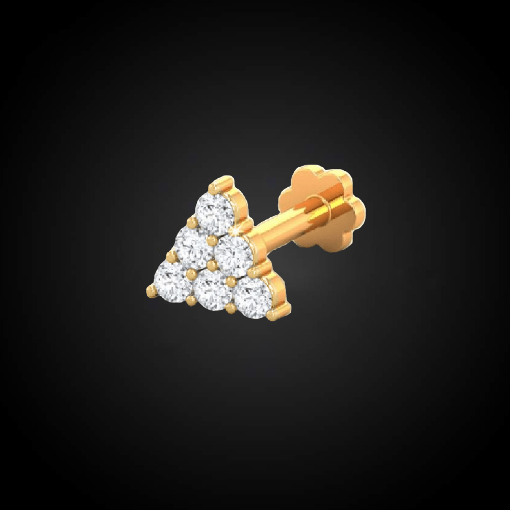 pr11 Triangle Shape Stone Nose Pin -6CN - Image 1