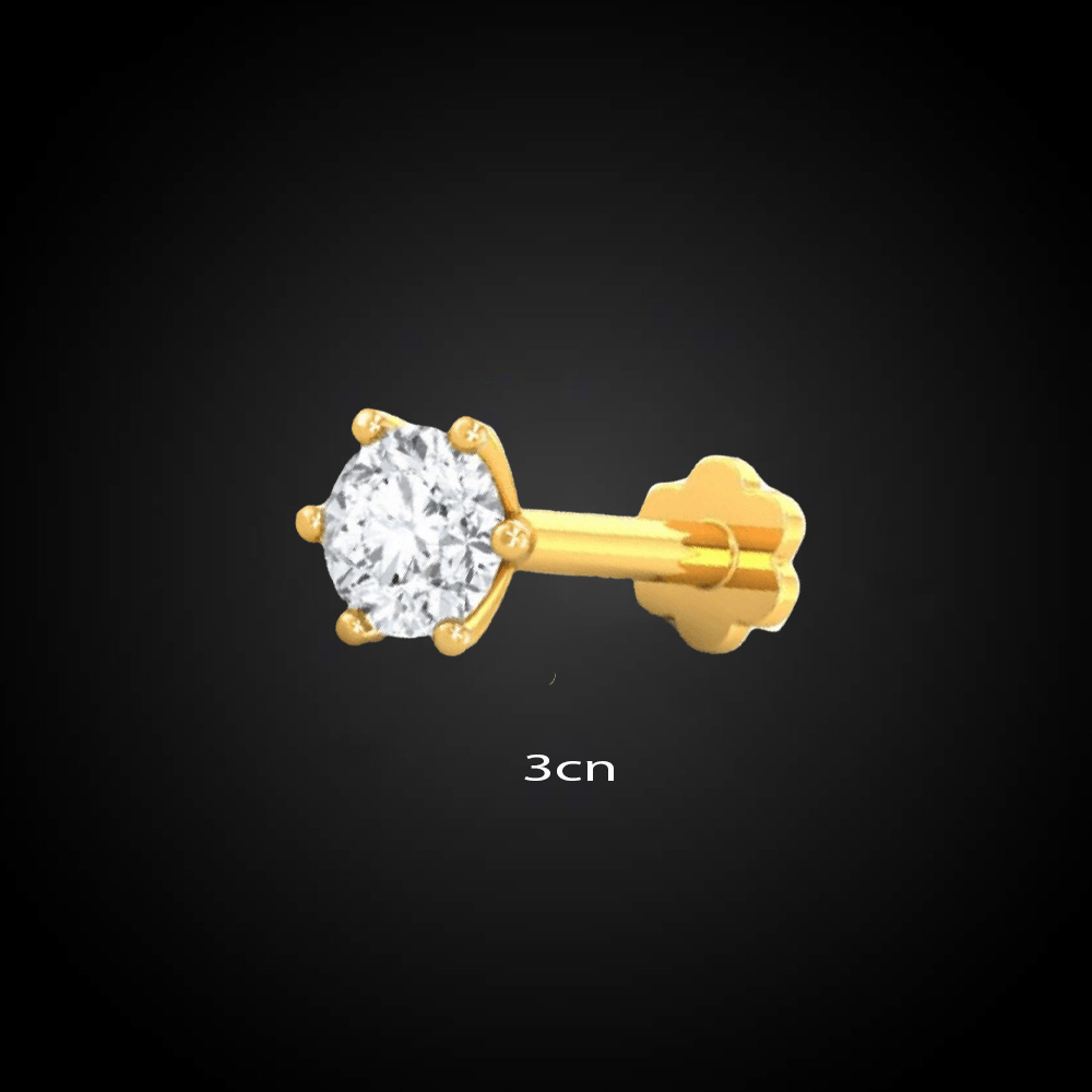 pr32 Italian Diamond One Stone Nose Pin -3CN - Image 1