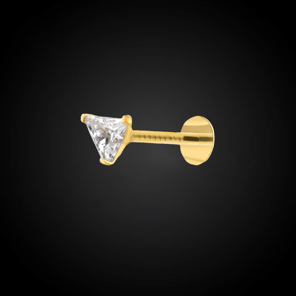 pr34 Italian Diamond Triangle Shape Nose Pin - Image 1